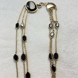 Banana Republic Triple Strand Elegant Black Accents Gold tone Necklace 22”
